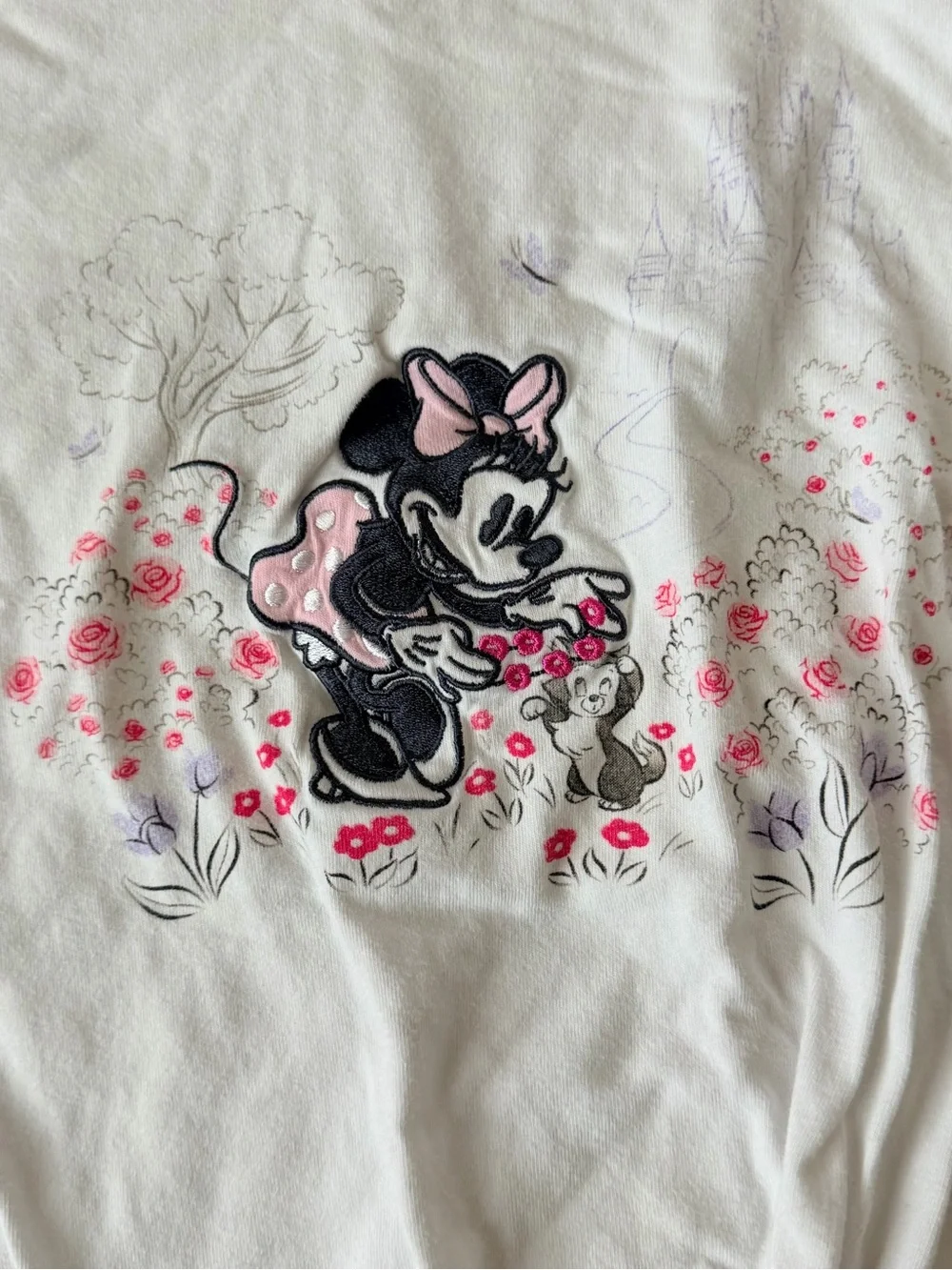 Disney Minnie Mouse Floral Butterfly embroidered Shirt Girls 5